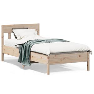 Bedframe met hoofdbord massief grenenhout 75x190 cm