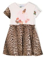 Roberto Cavalli Junior robe en coton à imprimé léopard - Rose