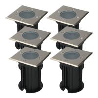 Set van 6 Ramsay LED Grondspots - Vierkant - RVS - GU10 fitting - Excl. lichtbron - IP67 waterdicht - Tuinspot - Oprit