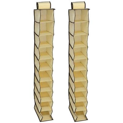 Gerimport Camping opberg/hangkast - 2x - 10 vaks - opvouwbaar - beige - 30 x 120 cm