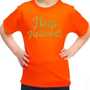 Oranje supporter T-shirt voor meisjes - Hup Holland - oranje - EK/WK voetbal - Nederland