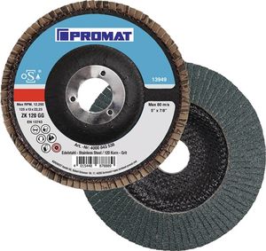 Promat Lamellenslijpschijf | Ø 125 mm korreling 120 plat | RVS Zirkonium - 4000843538 4000843538