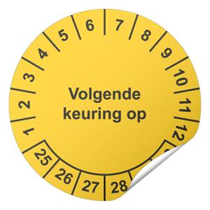 Keuringssticker Volgende keuring op  Ø 20 mm - 1100 stickers (op rol)