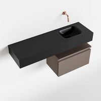 Toiletmeubel Mondiaz Andor | 100 cm | Meubelkleur Smoke | Lex vrijhangend wastafel Urban Rechts | Zonder kraangat