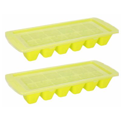 Plasticforte IJsblokjesvormen - roze - 2x stuks - met afsluitdeksel - 28 x 11 cm - ijsklontje