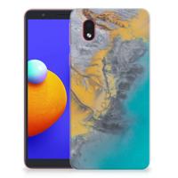 Samsung Galaxy A01 Core | TPU | Siliconen hoesje | Marble Blue Gold