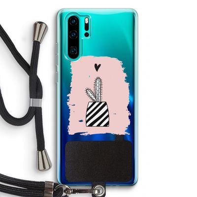 Zwart-wit cactus: Huawei P30 Pro Transparant Hoesje met koord