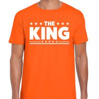 Shirt bedrukt met The King oranje heren 2XL  - - thumbnail