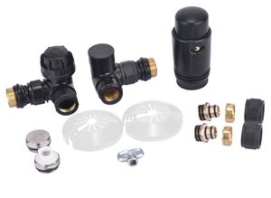 Luxe Thermostatische Radiator Aansluitset Riko Haaks Verkeerd Links Mat Zwart Riko
