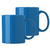 Koffie mokken/bekers Nantes - 2x - keramiek - met oor - kobalt blauw - 300 ml - thumbnail