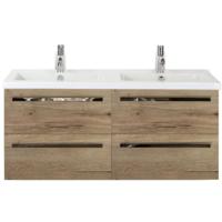 Seville Badmeubelset 120 cm - 4 Laden Natuur Eiken - Wastafel Djazz Dubbel