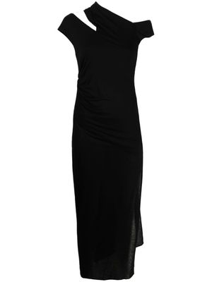 Helmut Lang robe mi-longue à design asymétrique - Noir
