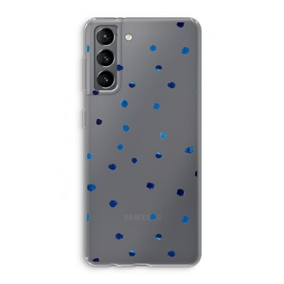 Blauwe stippen: Samsung Galaxy S21 Transparant Hoesje