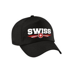 Zwitserland / Swiss landen pet / baseball cap zwart volwassenen