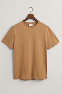 GANT Regular Fit T-Shirt ronde hals kaki, Effen