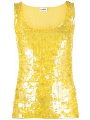 P.A.R.O.S.H. débardeur orné de sequins à col arrondi - Jaune