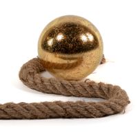 Verlichte kerstbal glas - goud -aan touw - D10 cm - met 8 lampjes -warm wit - thumbnail