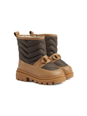 Gucci Kids Horsebit gewatteerde laarzen - Bruin Gucci Kids Horsebit gewatteerde laarzen - Bruin