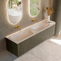 Badmeubel Mondiaz Kurve-Dlux | 175 cm | Meubelkleur Shadow | Wastafelkleur Meli | Solid surface | Dubbel / Links spoelbak | Zonder kraangat(en)