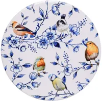 Heinen Delfts Blauw onderzetter keramiek bosvogels, bloesem 18x1cm delfts blauw