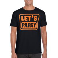 Verkleed T-shirt voor heren - lets party - zwart - glitter oranje - carnaval/themafeest - thumbnail