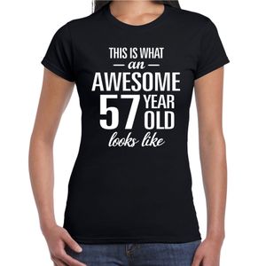 Awesome 57 year / 57 jaar cadeau t-shirt zwart dames