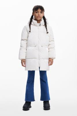 Lange glanzende gewatteerde jas - WHITE - 11/12