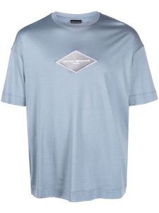 Emporio Armani t-shirt en coton mélangé à logo brodé - Bleu