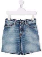 DSQUARED2 KIDS short en jean à effet délavé - Bleu