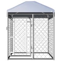 The Living Store Hondenkennel - Gegalvaniseerd Staal - 100 x 100 x 100/125 cm - Met Dak - Afsluitbaar - Zilver