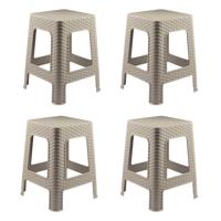 Zit krukjes voor binnen en buiten - 4x - beige - kunststof - 36 x 36 x 45 cm - extra zitplaatsen Zit krukjes voor binnen en buiten - 4x - beige - kunststof - 36 x 36 x 45 cm - extra zitplaatsen