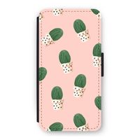 Cactusprint roze: iPhone 12 Pro Flip Hoesje
