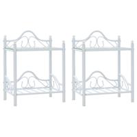Nachtkastjes 45x30,5x60 cm staal en gehard glas wit 2 st