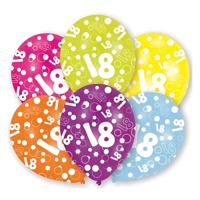 Ballonnen 18 jaar - 6x - 27 cm - verjaardag - leeftijd feestballonnen - Feestartikelen