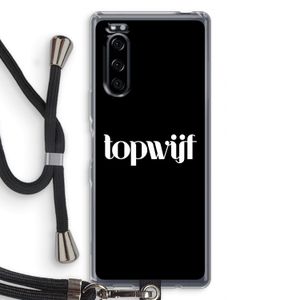 Topwijf Zwart: Sony Xperia 5 Transparant Hoesje met koord