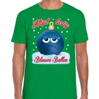 Fout kerst shirt Blauwe ballen groen voor heren - thumbnail