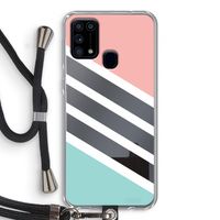 Strepen pastel: Samsung Galaxy M31 Transparant Hoesje met koord Strepen pastel: Samsung Galaxy M31 Transparant Hoesje met koord