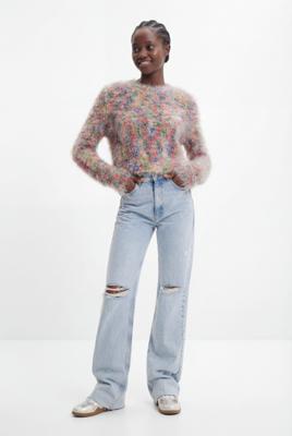 Jeans met wijde pijpen en versleten wassing - BLUE - 38 Jeans met wijde pijpen en versleten wassing - BLUE - 38