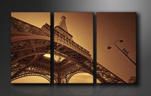 Schilderij - Parijs Eiffeltoren, Bruin, 160X90cm, 3luik