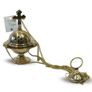 Hangende Wierookbrander Messing met Kruis (10 cm)