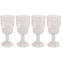 4x Doodshoofd wijnglazen transparant 18 cm 350 ml