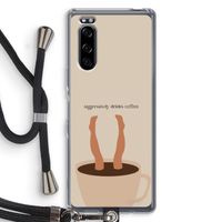 Aggressively drinks coffee: Sony Xperia 5 Transparant Hoesje met koord