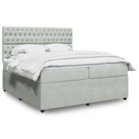 Boxspring met matras fluweel lichtgrijs 200x200 cm