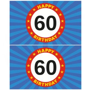 2x stuks happy Birthday 60 jaar versiering vlag 150 x 90 cm