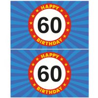 2x stuks happy Birthday 60 jaar versiering vlag 150 x 90 cm