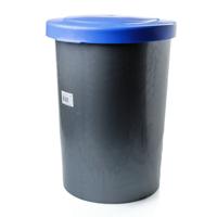 Afvalbak grijs m.blauw deksel 55ltr