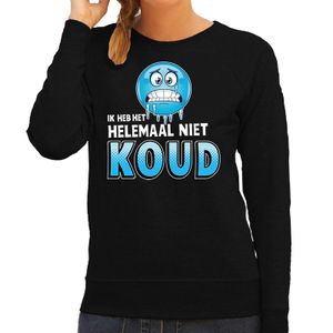 Ik heb het helemaal niet koud emoticon fun trui dames zwart 2XL  -