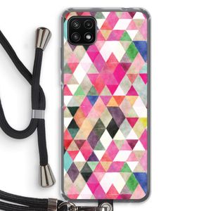 Gekleurde driehoekjes: Samsung Galaxy A22 5G Transparant Hoesje met koord