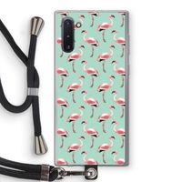 Flamingoprint groen: Samsung Galaxy Note 10 Transparant Hoesje met koord