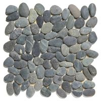 Tegelsample: The Mosaic Factory Natural Stone riviersteen mozaïek tegels 31x30 donkergrijs